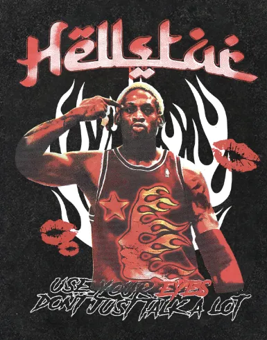 7734# P124 Washed Hellstar Hellstar ins same style retro printed tops for men and women, casual and trendy pure cotton washed short-sleeved T-shirt Color: Black Size: S M L XL