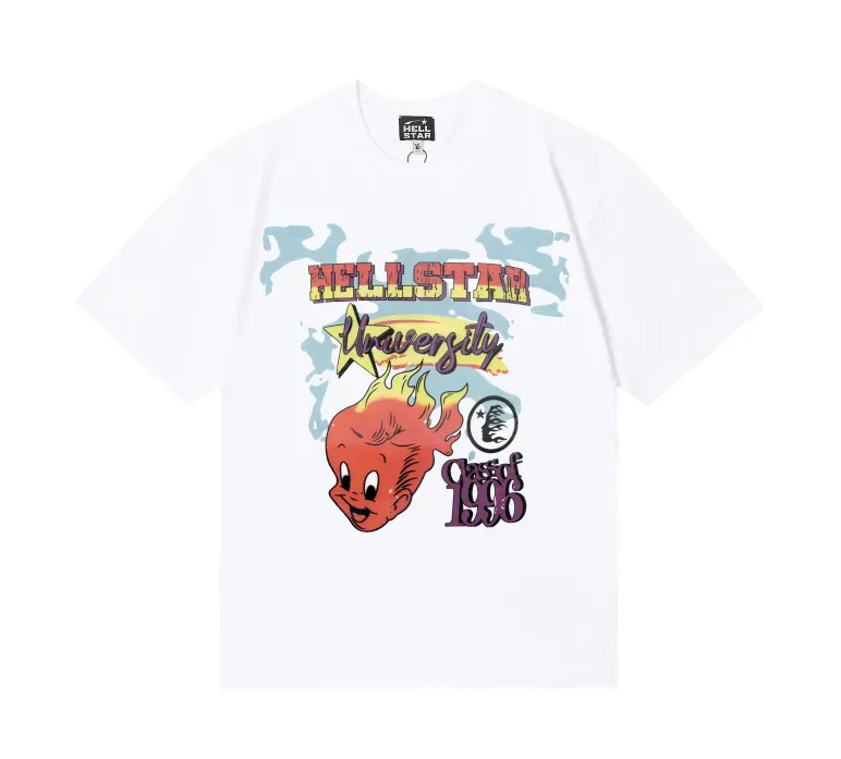6819# P116 Hellstar American fashion high street pure cotton loose short-sleeved T-shirt Color: Black White Size: S M L XL