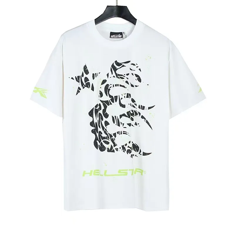 P108 Real-stock Hellstar Cross-border European and American style, street fashion brand pure cotton T-shirt Fabric (fabric): 32 pieces of 240g heavy combed double yarn pure cotton Size (size): S-M- L- X L Color (colour): white-red white-green 👉