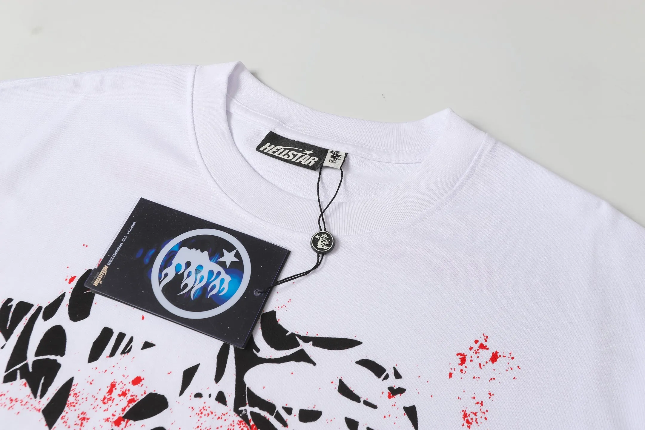 P108 Real-stock Hellstar Cross-border European and American style, street fashion brand pure cotton T-shirt Fabric (fabric): 32 pieces of 240g heavy combed double yarn pure cotton Size (size): S-M- L- X L Color (colour): white-red white-green 👉