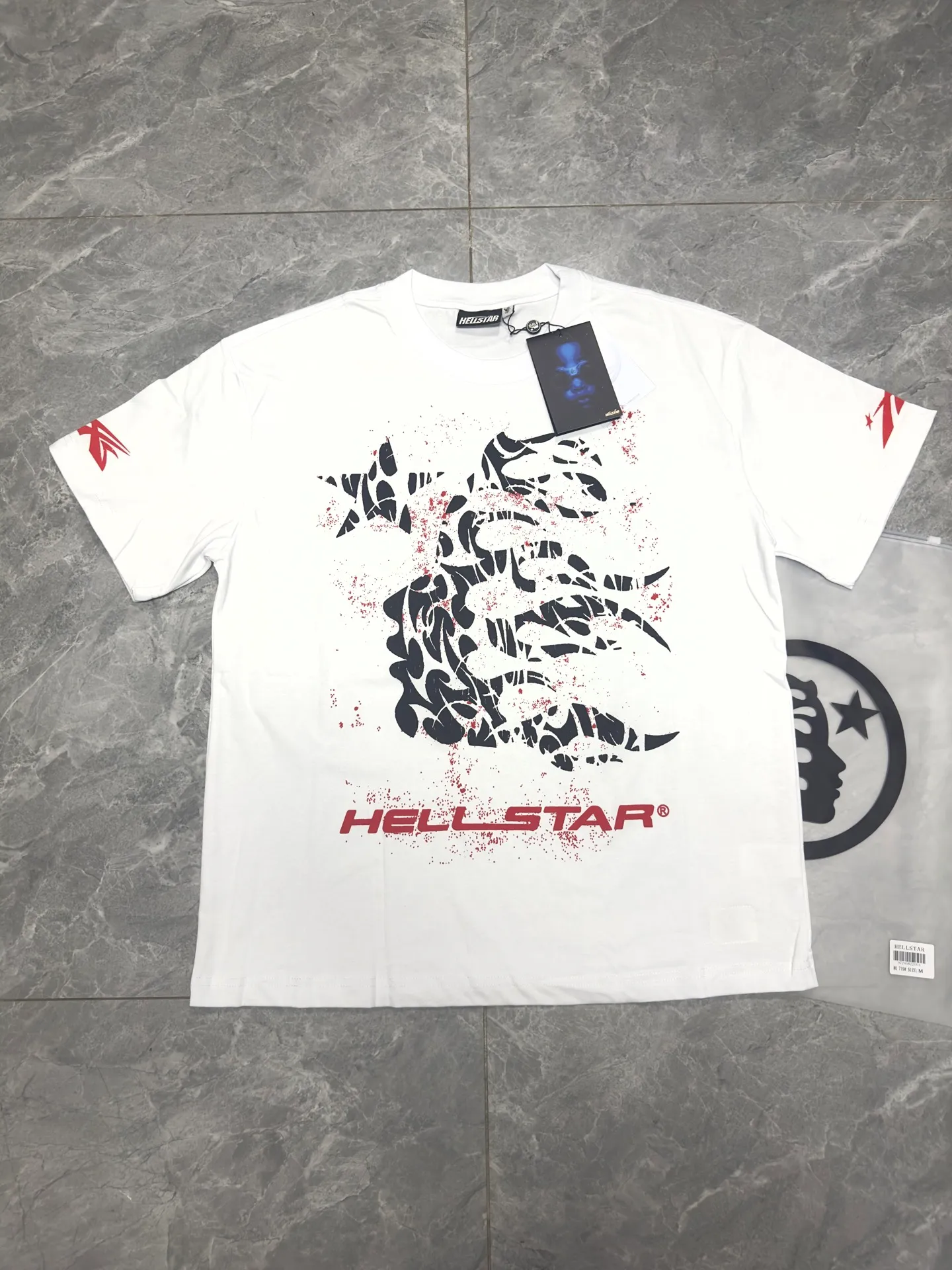 P108 Real-stock Hellstar Cross-border European and American style, street fashion brand pure cotton T-shirt Fabric (fabric): 32 pieces of 240g heavy combed double yarn pure cotton Size (size): S-M- L- X L Color (colour): white-red white-green 👉
