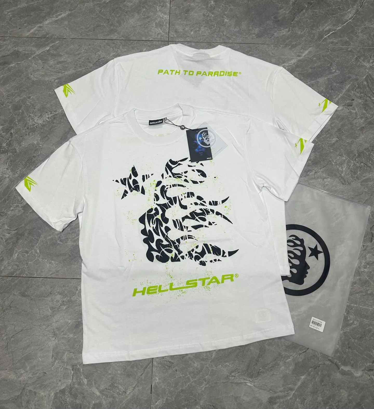 P108 Real-stock Hellstar Cross-border European and American style, street fashion brand pure cotton T-shirt Fabric (fabric): 32 pieces of 240g heavy combed double yarn pure cotton Size (size): S-M- L- X L Color (colour): white-red white-green 👉