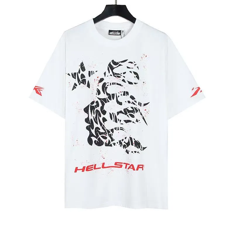 P108 Real-stock Hellstar Cross-border European and American style, street fashion brand pure cotton T-shirt Fabric (fabric): 32 pieces of 240g heavy combed double yarn pure cotton Size (size): S-M- L- X L Color (colour): white-red white-green 👉