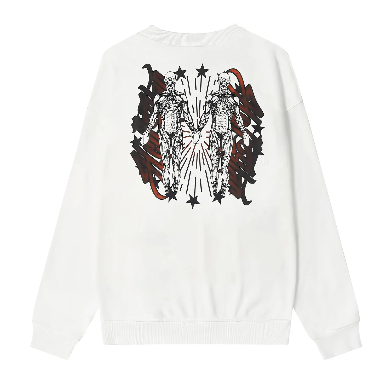 8839# P160 Hellstar high-quality Hellstar American trendy printed cotton terry crew neck sweatshirt Color: White Black Size: S M L XL