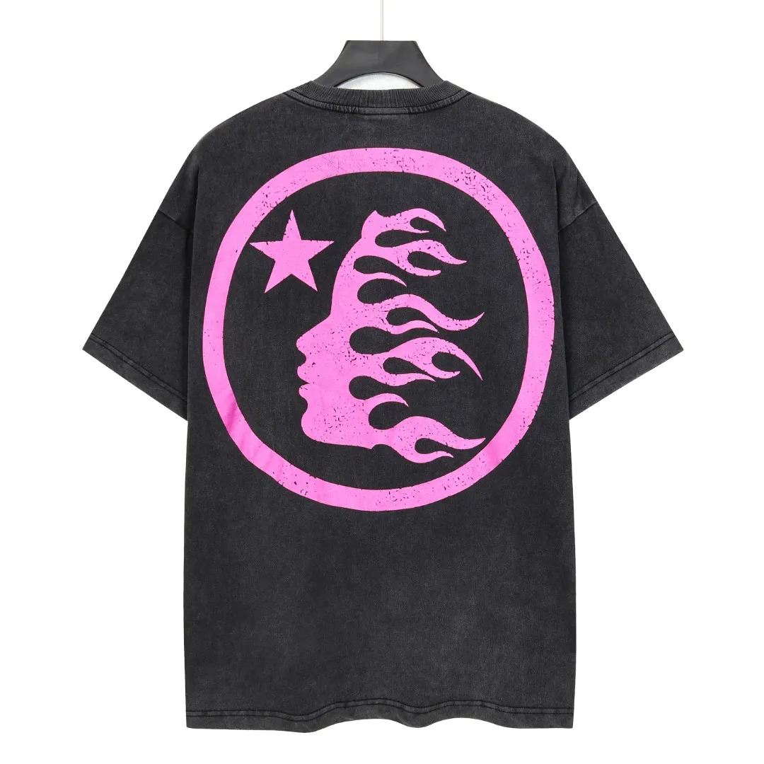 P124 Real-stock high-definition Hellstar Cross-border European and American style street brand pure cotton T-shirt Fabric (fabric): 32 pieces of 250g washed combed double yarn pure cotton Size (size): S-M- L- X L Color (colour): Washed black 👉