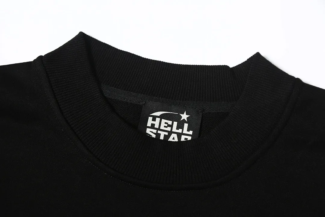 8807# P166 Hellstar high-quality Hellstar American trendy printed cotton terry crew neck sweatshirt Color: Black Size: S M L XL