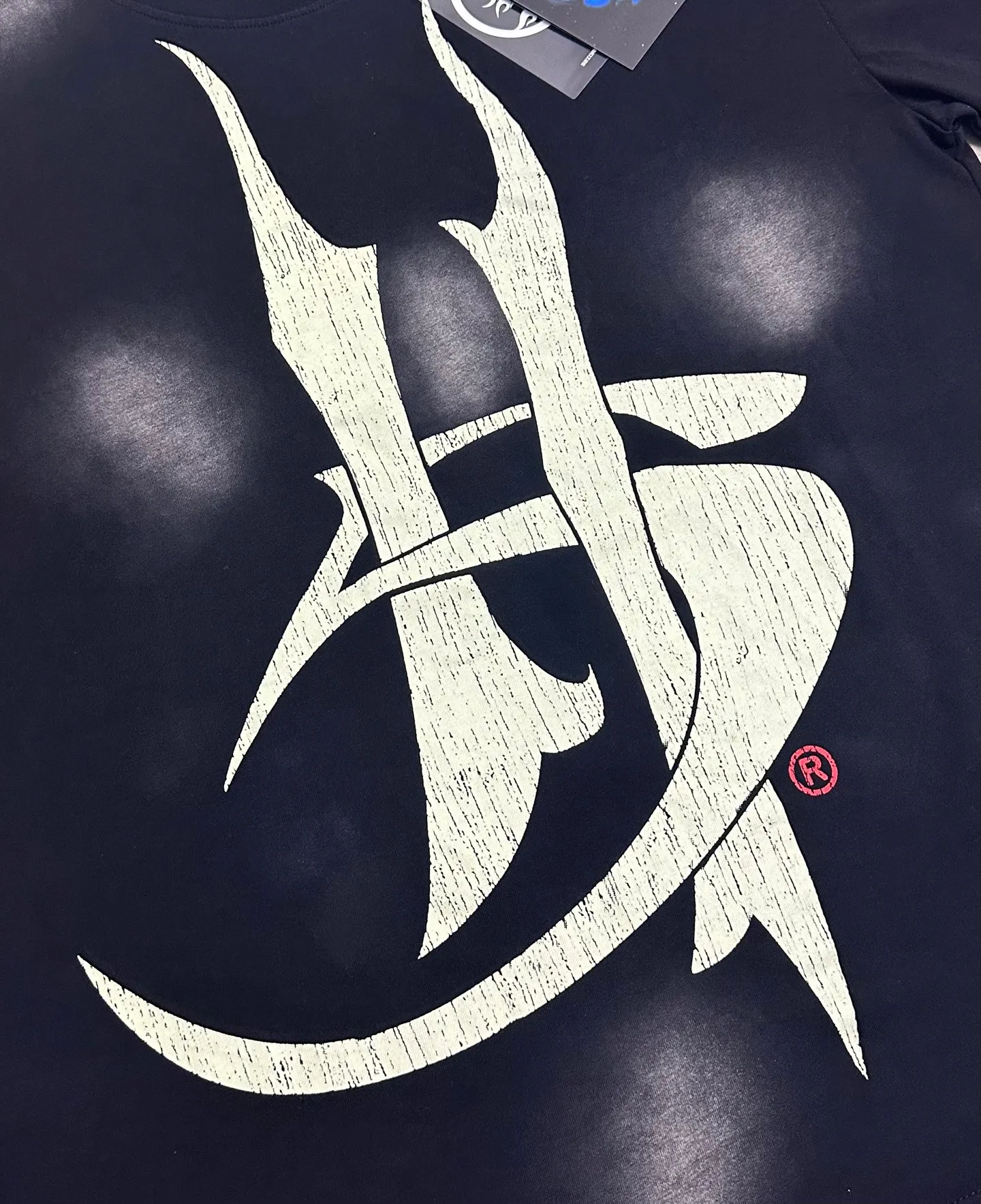 P124 835# Washed Black Hellstar Cross-border European and American style street brand pure cotton T-shirt Fabric (fabric): 32 counts of 250g washed and combed double yarn pure cotton Size (size): S-M- L- X L Color (colour): Washed black (spray Ma Liu)