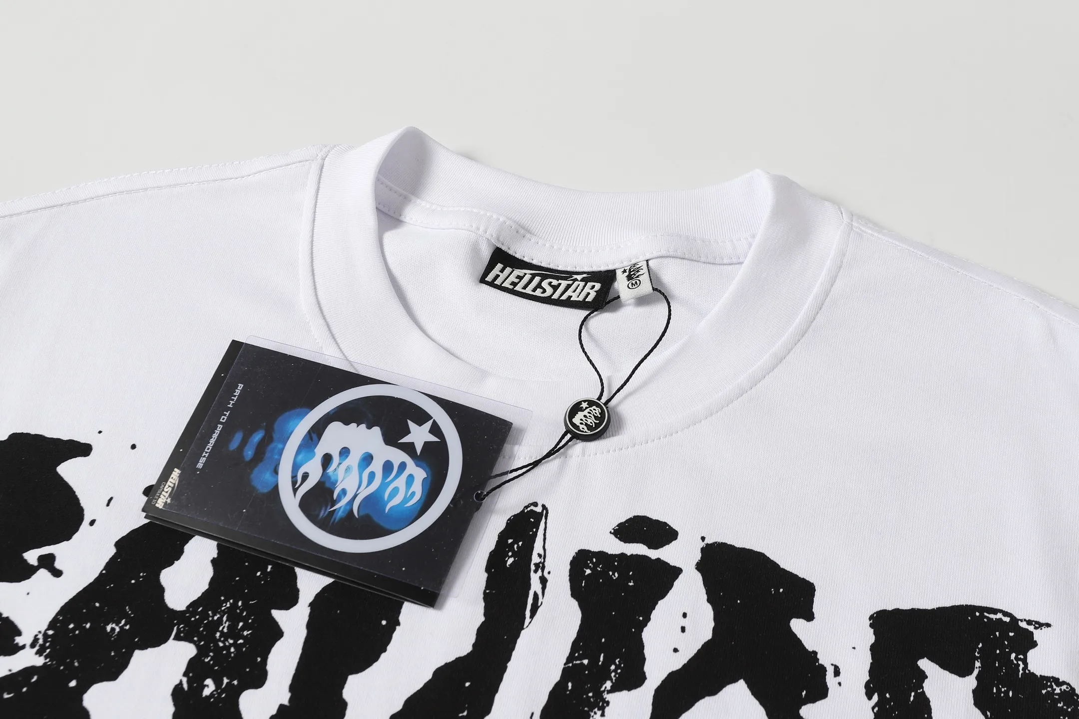 P108 Real-stock Hellstar Cross-border European and American style, street fashion brand pure cotton T-shirt Fabric (fabric): 32 pieces of 240g heavy combed double yarn pure cotton Size (size): S-M- L- X L Color (colour): white