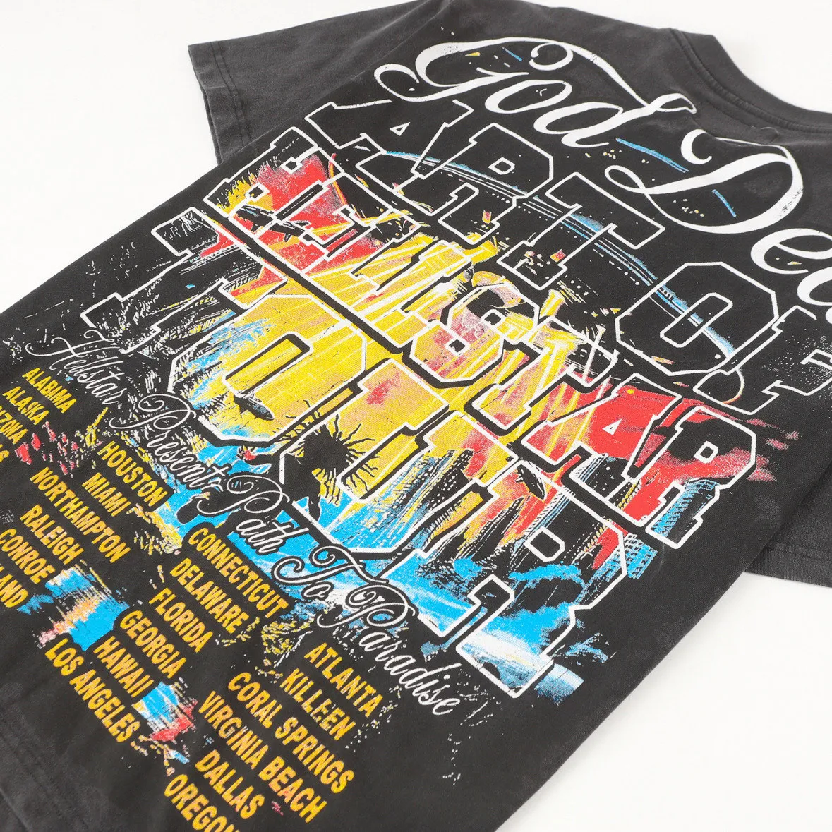 P124 Hellstar Hellstar Cross-border European and American style street fashion brand pure cotton T-shirt Fabric (fabric): 32 counts 250g washed combed double yarn pure cotton Size (size): S-M- L- X L Color (colour): Washed black (spray Ma Liu)