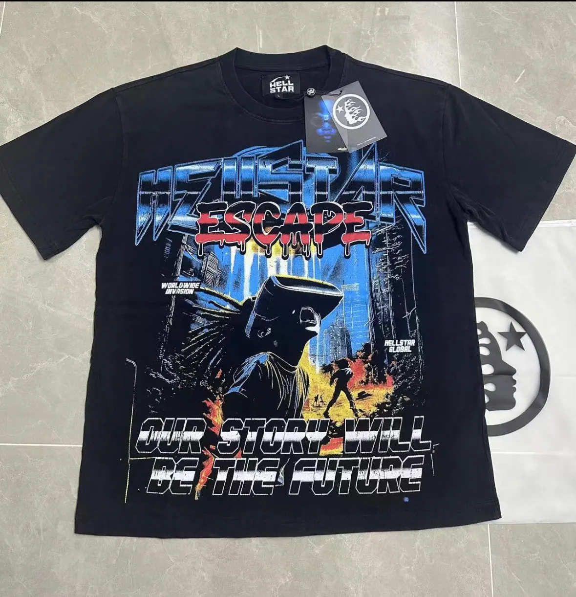 P124 Hellstar Hellstar Cross-border European and American style street fashion brand pure cotton T-shirt Fabric (fabric): 32 counts 250g washed combed double yarn pure cotton Size (size): S-M- L- X L Color (colour): Washed black (spray Ma Liu)
