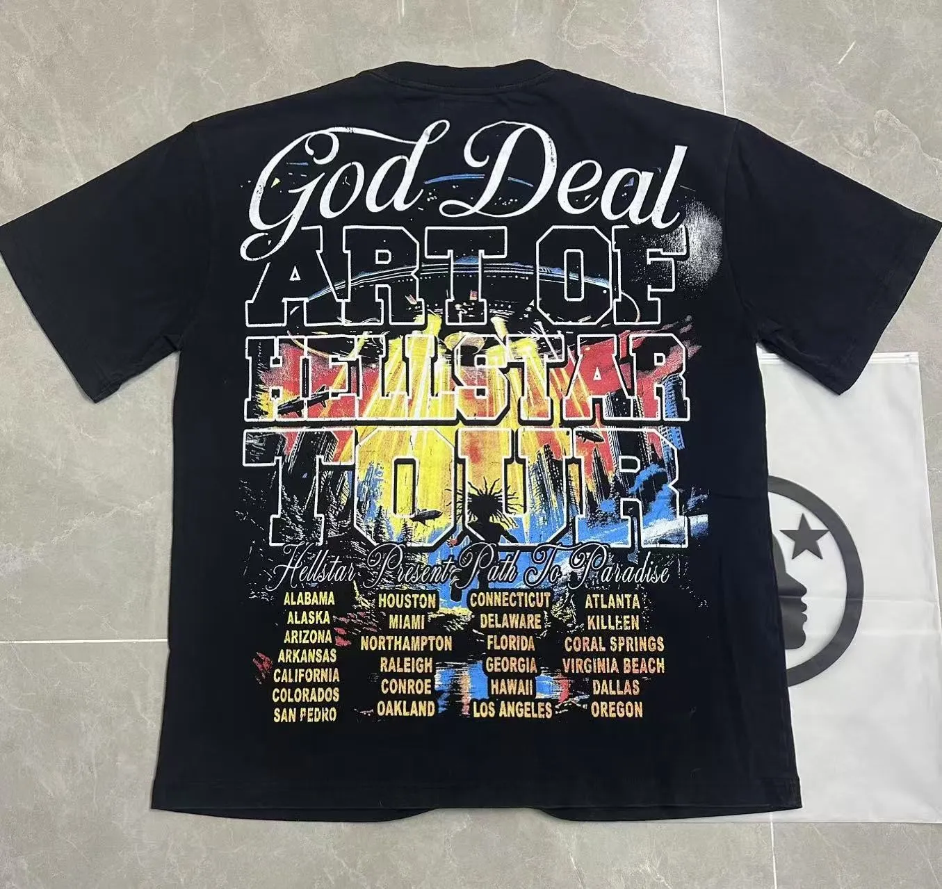 P124 Hellstar Hellstar Cross-border European and American style street fashion brand pure cotton T-shirt Fabric (fabric): 32 counts 250g washed combed double yarn pure cotton Size (size): S-M- L- X L Color (colour): Washed black (spray Ma Liu)