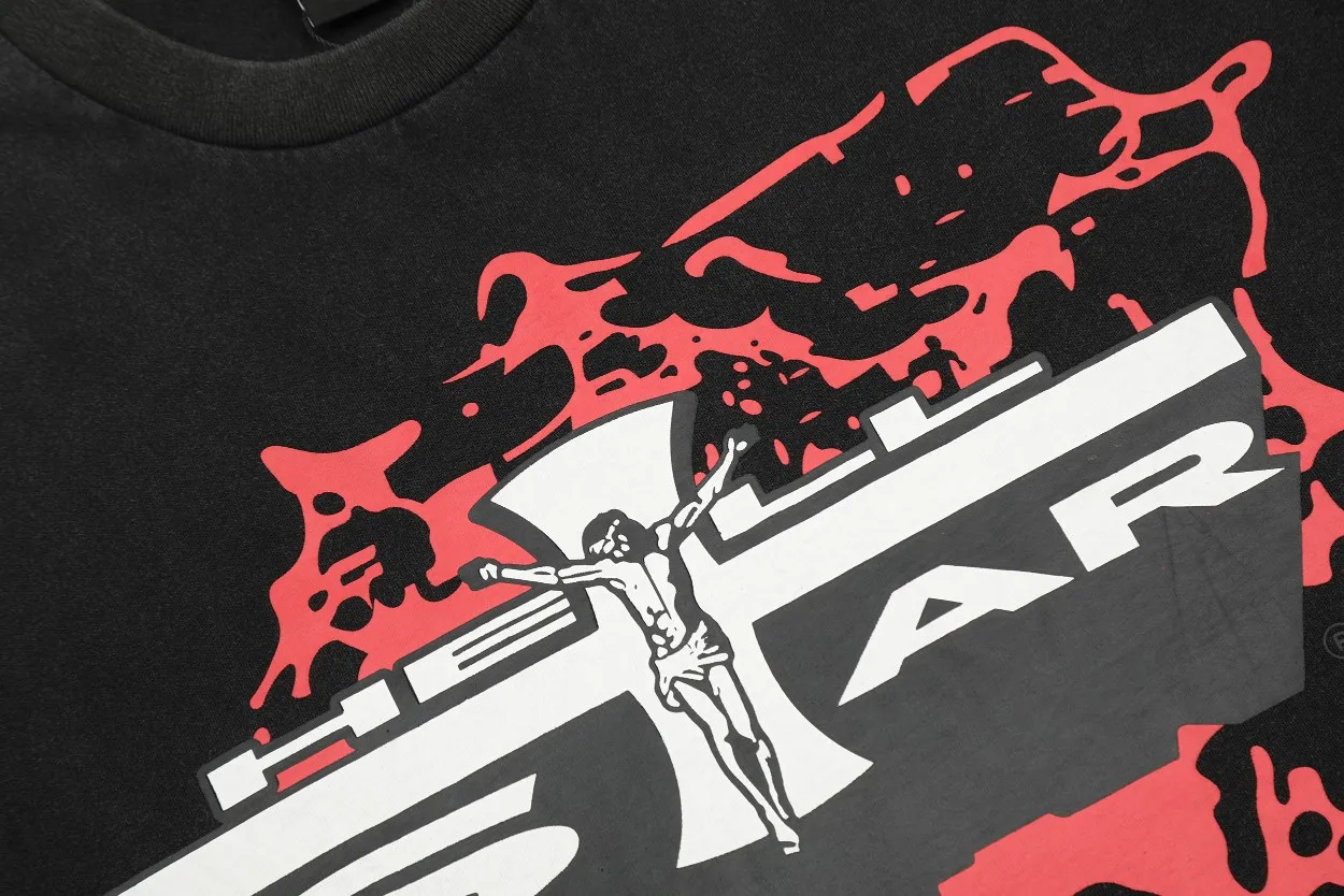 P126 Hellstar Studios Classic Logo Short Sleeve Tee Shirt Washed Black Short Sleeve T-shirt The new hot beauty trend Hellstar!  Standard beauty and trendy workmanship, original customization (fabric, pattern, printing, hang tag, main mark, etc.), exaggerated style, explosive style, dare to break through tradition, bring adventurous new fashion experience!  YoungBoy, the most popular rapper in the youth circle, has shot a lot of models for him, and celebrities such as Dababy and Swae Lee frequently get dressed!  color: Vintage Black (washed black) size: S, M, L, XL