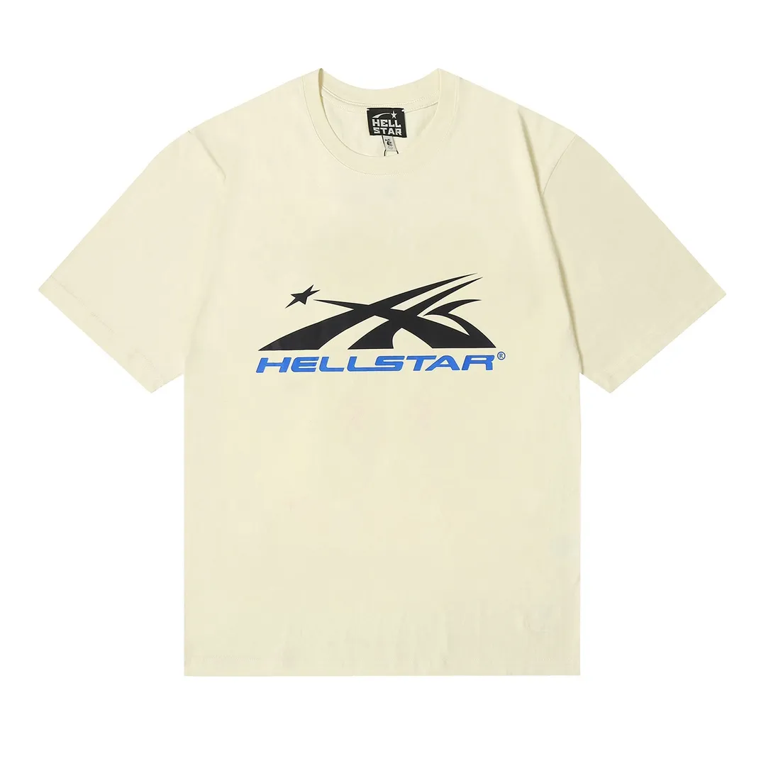 6652# P112 Hellstar American fashion high street pure cotton loose short-sleeved T-shirt Color: White Apricot Code Number: S M L XL