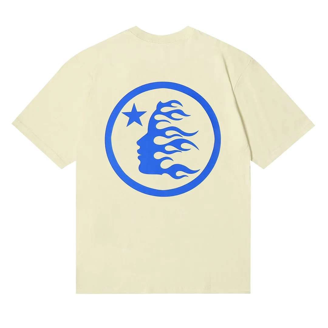 6652# P112 Hellstar American fashion high street pure cotton loose short-sleeved T-shirt Color: White Apricot Code Number: S M L XL