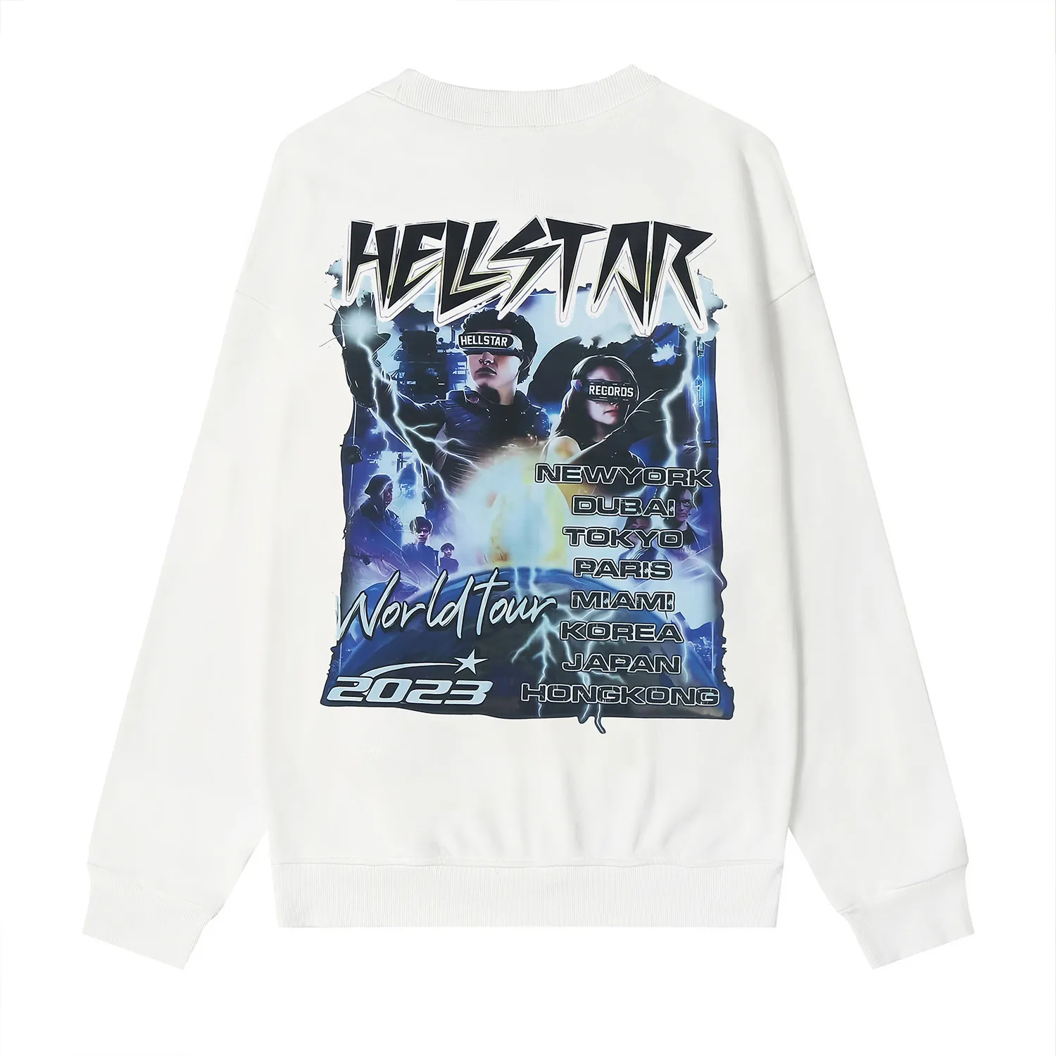 8833# P160 Hellstar high-quality Hellstar American trendy printed cotton terry crew neck sweatshirt Color: White Black Size: S M L XL