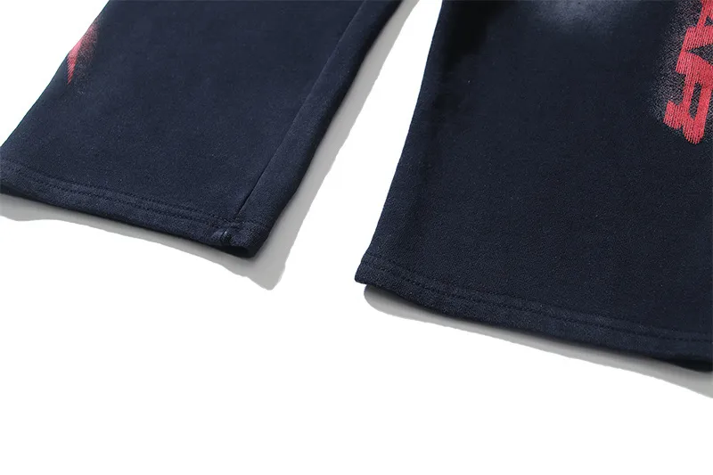 P206 Washed black Real shot Hellstar Washed distressed terry high street retro sweatpants Fabric 380g pure cotton terry cloth Color: Washed black Size: S M L XL