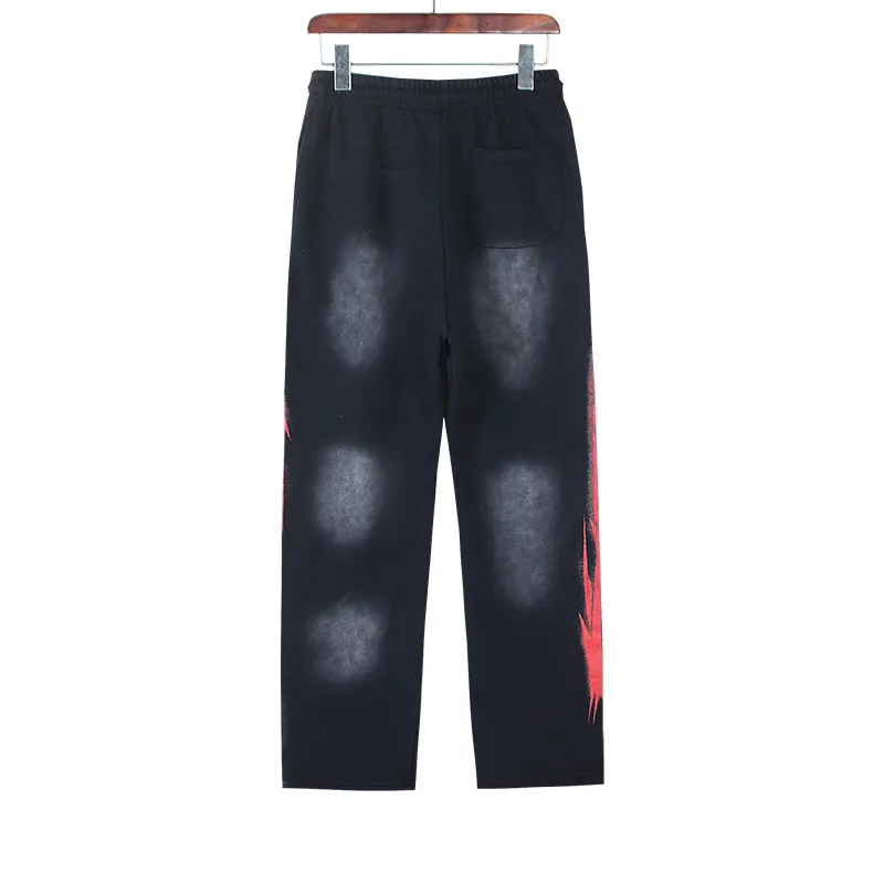 P206 Washed black Real shot Hellstar Washed distressed terry high street retro sweatpants Fabric 380g pure cotton terry cloth Color: Washed black Size: S M L XL
