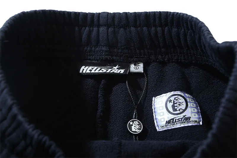 P206 Washed black Real shot Hellstar Washed distressed terry high street retro sweatpants Fabric 380g pure cotton terry cloth Color: Washed black Size: S M L XL