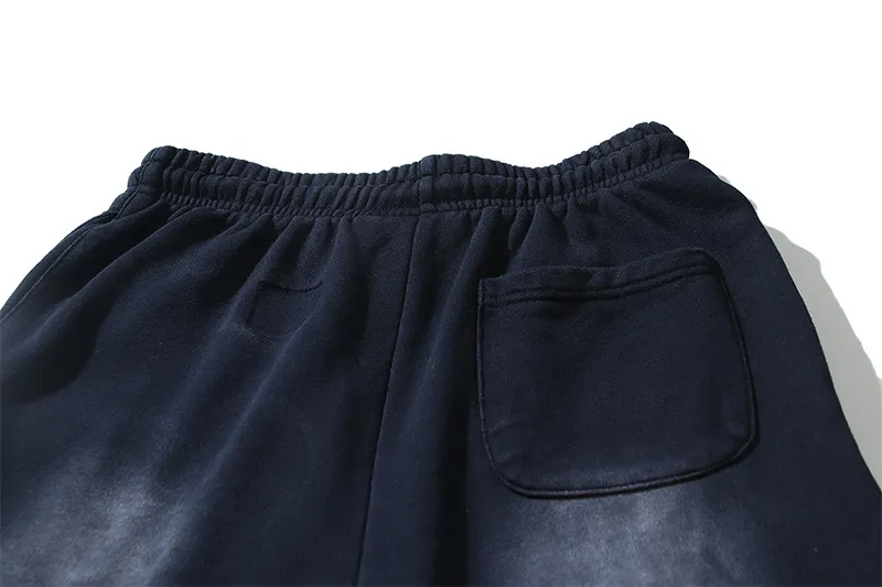 P206 Washed black Real shot Hellstar Washed distressed terry high street retro sweatpants Fabric 380g pure cotton terry cloth Color: Washed black Size: S M L XL