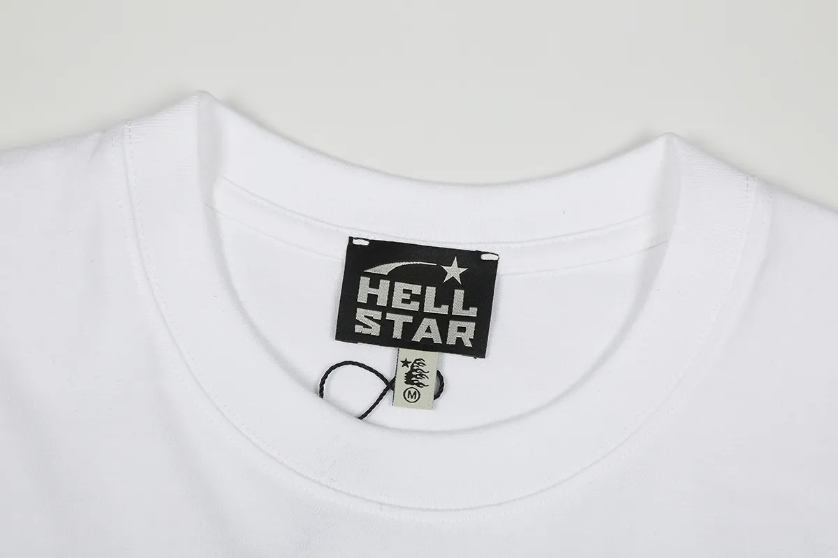 6697# P116 Hellstar American fashion high street pure cotton loose short-sleeved T-shirt Color: White Black Size: S M L XL