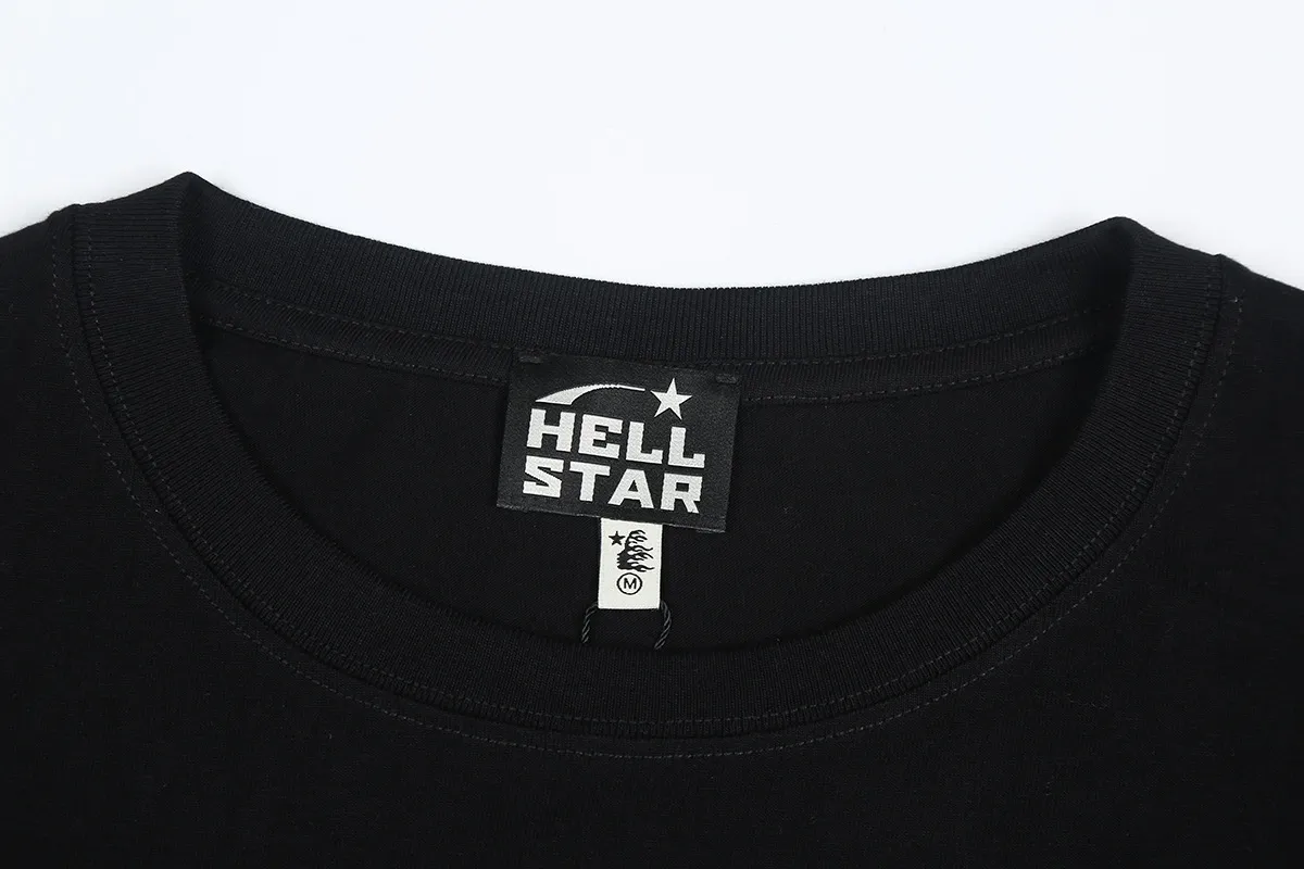 6669# P116 Hellstar American fashion high street pure cotton loose short-sleeved T-shirt Color: Black Size: S M L XL