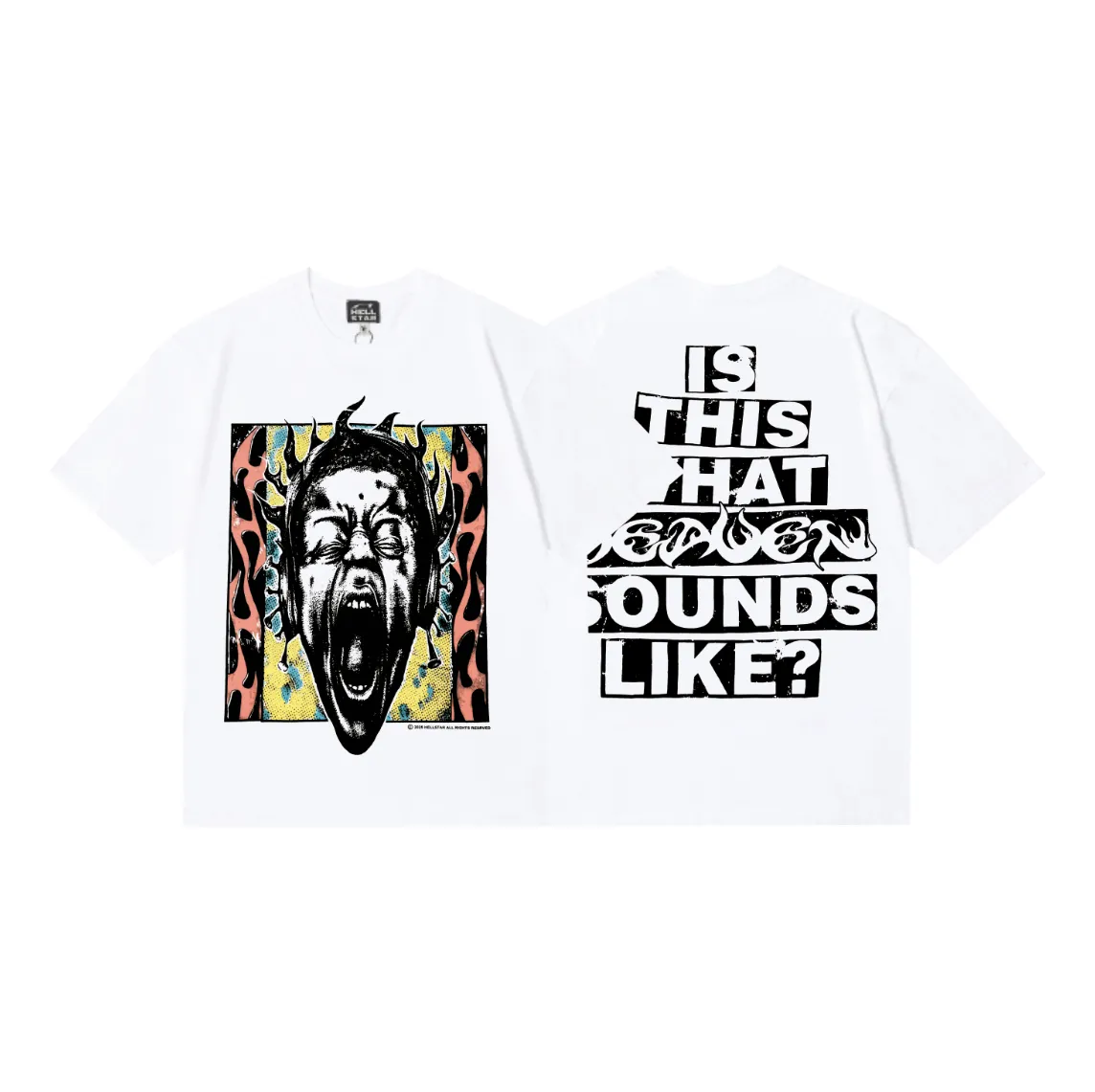 6795# P116 Hellstar American fashion high street pure cotton loose short-sleeved T-shirt Color: White Size: S M L XL