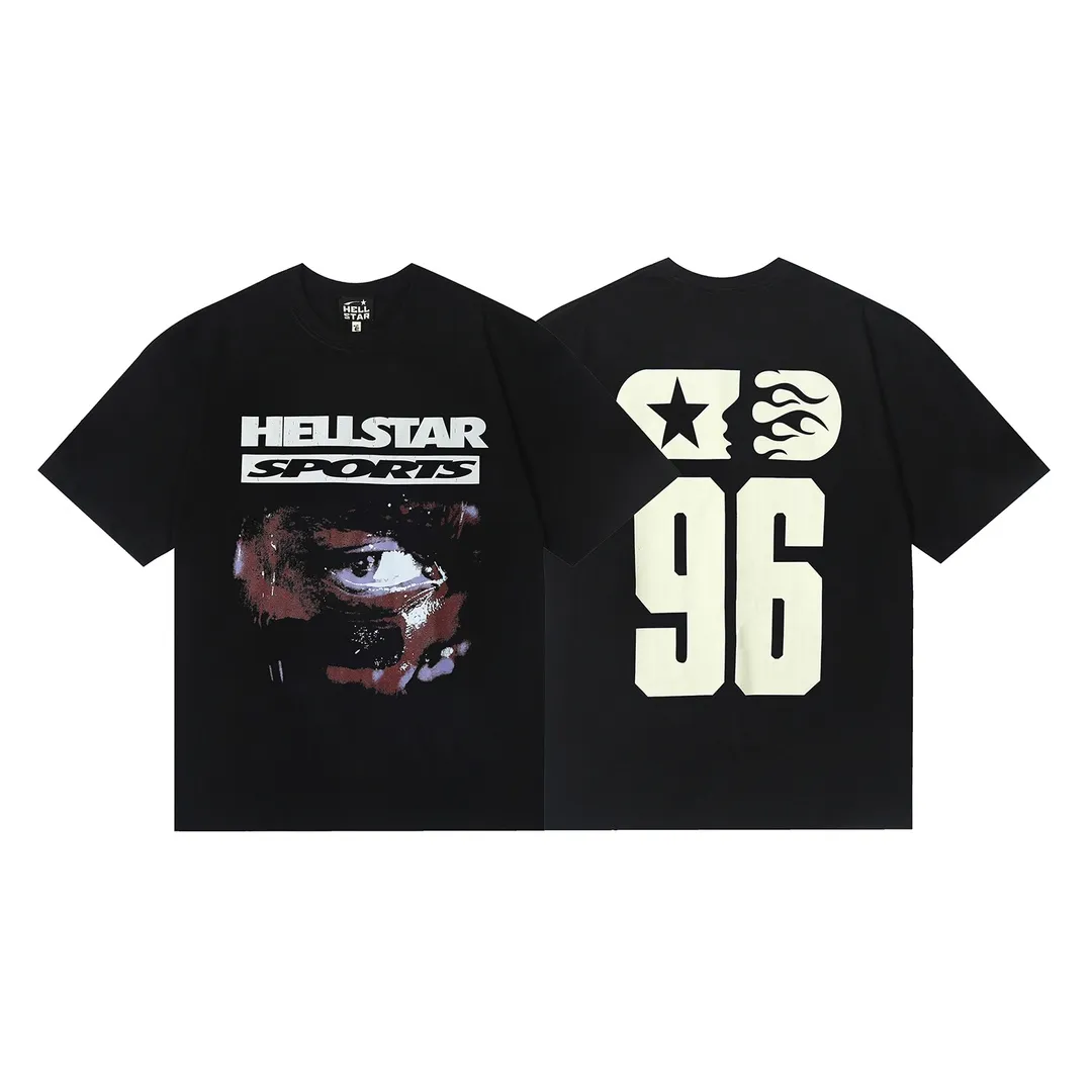 8817# P116 Hellstar short-sleeved Hellstar Rapper star fashion brand American fashionable printed high street retro T-shirt Color: Black Size: S M L XL