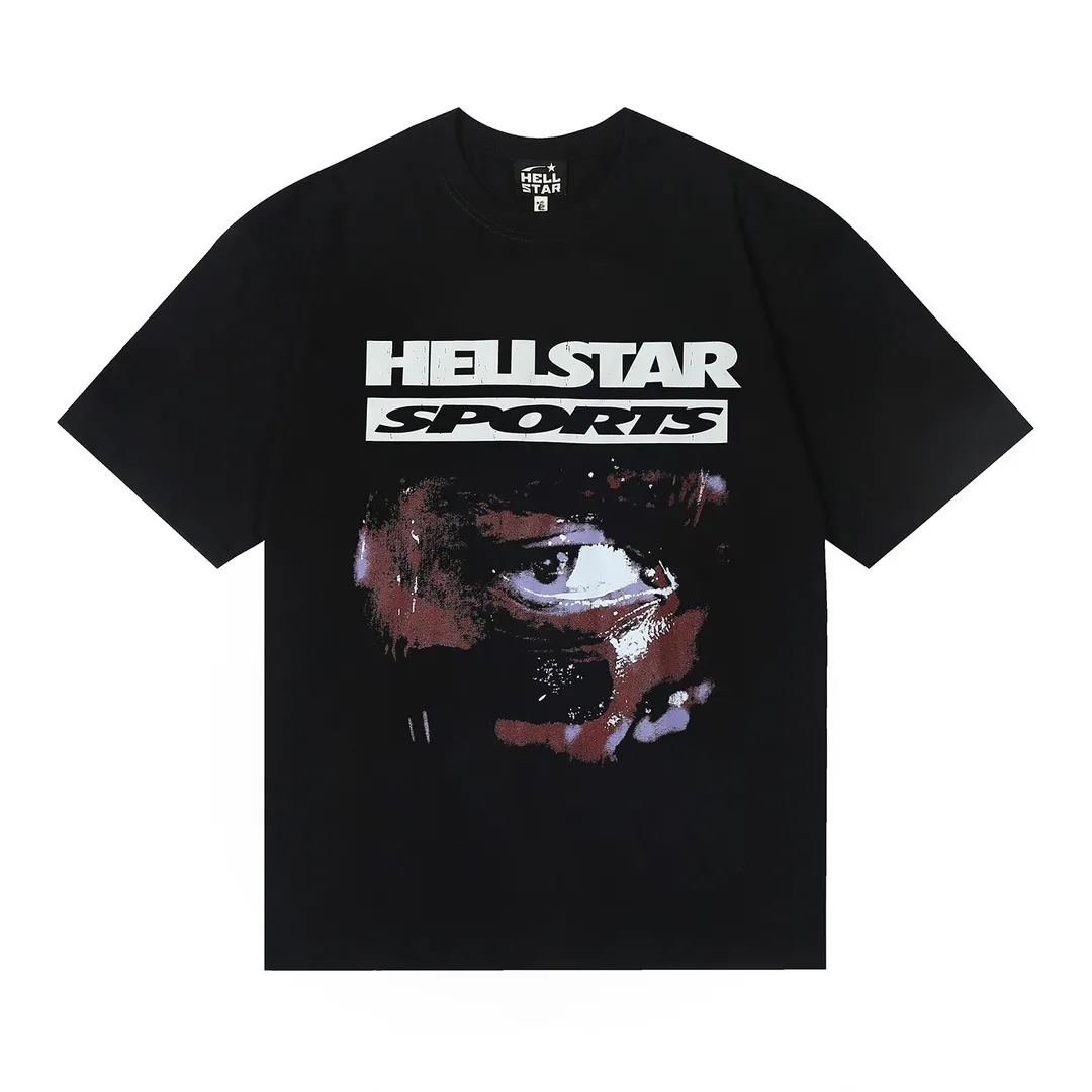8817# P116 Hellstar short-sleeved Hellstar Rapper star fashion brand American fashionable printed high street retro T-shirt Color: Black Size: S M L XL