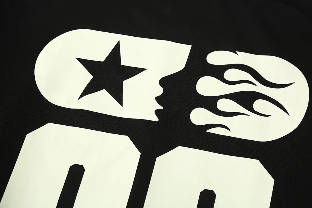 8817# P116 Hellstar short-sleeved Hellstar Rapper star fashion brand American fashionable printed high street retro T-shirt Color: Black Size: S M L XL