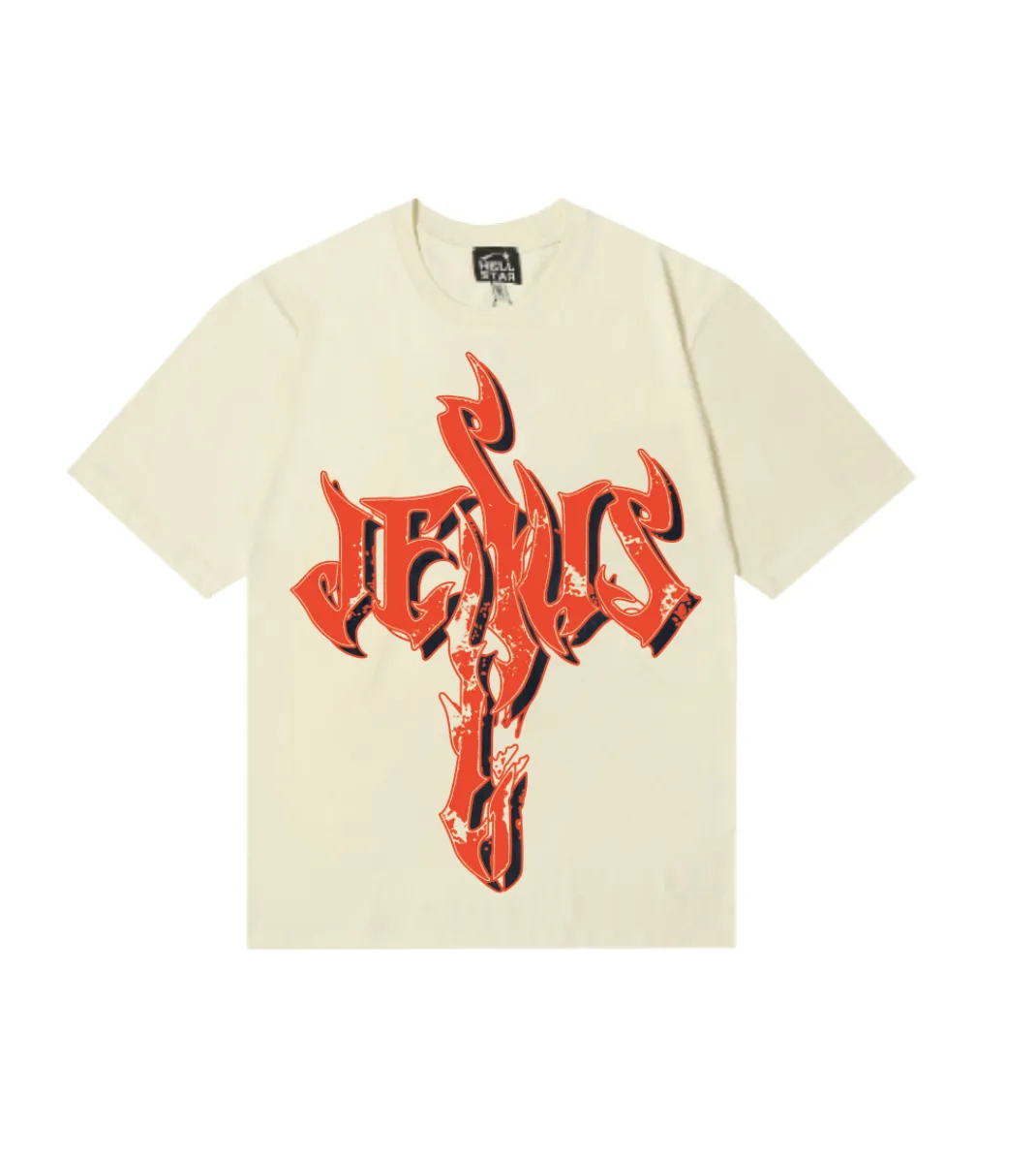 6688# P116 Hellstar American fashion high street pure cotton loose short-sleeved T-shirt Color: Black White Apricot Code Number: S M L XL