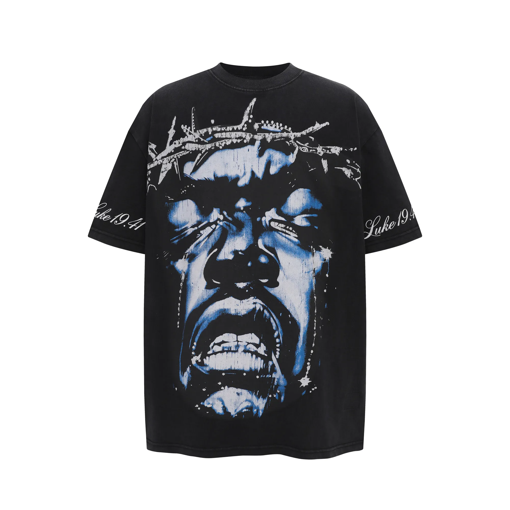 P126 HELLSTAR Angry Portrait Wings Printed American High Street Washed Short Sleeve T-Shirt The new hot beauty trend Hellstar!  Standard beauty and trendy workmanship, original customization (fabric, pattern, printing, hang tag, main mark, etc.), exaggerated style, explosive style, dare to break through tradition, bring adventurous new fashion experience!   YoungBoy, the most popular rapper in the youth circle, has shot a lot of models for him, and celebrities such as Dababy and Swae Lee frequently get dressed!  color: black Size: S, M, L, XL