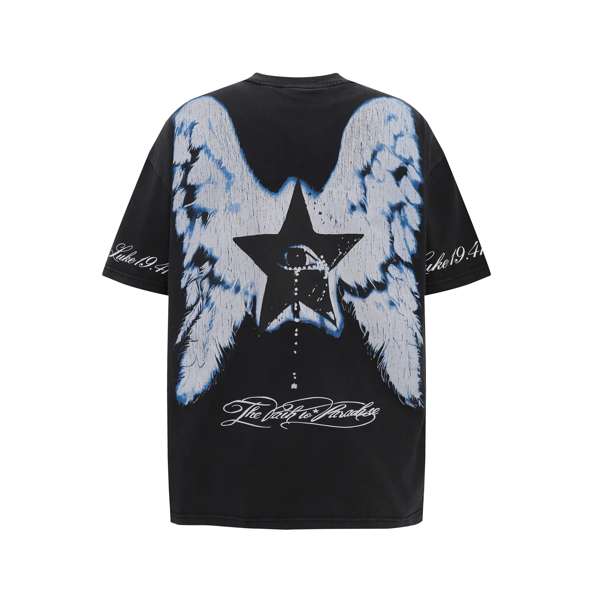 P126 HELLSTAR Angry Portrait Wings Printed American High Street Washed Short Sleeve T-Shirt The new hot beauty trend Hellstar!  Standard beauty and trendy workmanship, original customization (fabric, pattern, printing, hang tag, main mark, etc.), exaggerated style, explosive style, dare to break through tradition, bring adventurous new fashion experience!   YoungBoy, the most popular rapper in the youth circle, has shot a lot of models for him, and celebrities such as Dababy and Swae Lee frequently get dressed!  color: black Size: S, M, L, XL