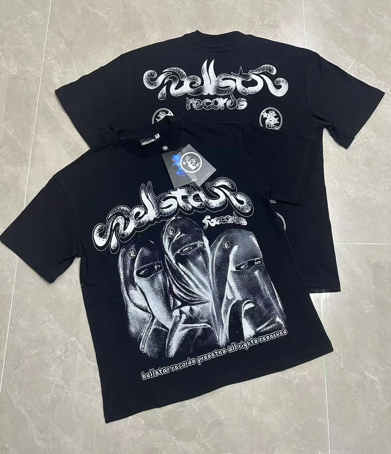 P108 Real-stock Hellstar Cross-border European and American style, street fashion brand pure cotton T-shirt Fabric (fabric): 32 pieces of 240g heavy combed double yarn pure cotton Size (size): S-M- L- X L Color (colour): black
