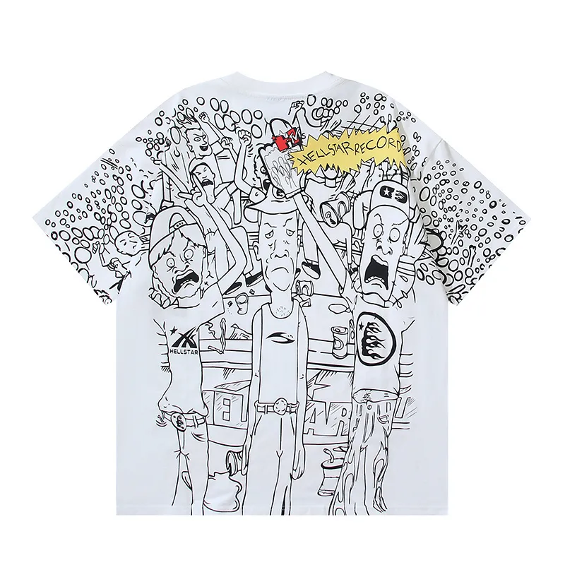 P116 Real shot of Hellstar Hellstar high street pure cotton loose short-sleeved T-shirt Fabric: 240g 32 count fine cotton double yarn pure cotton Color: White Size: S M L XL