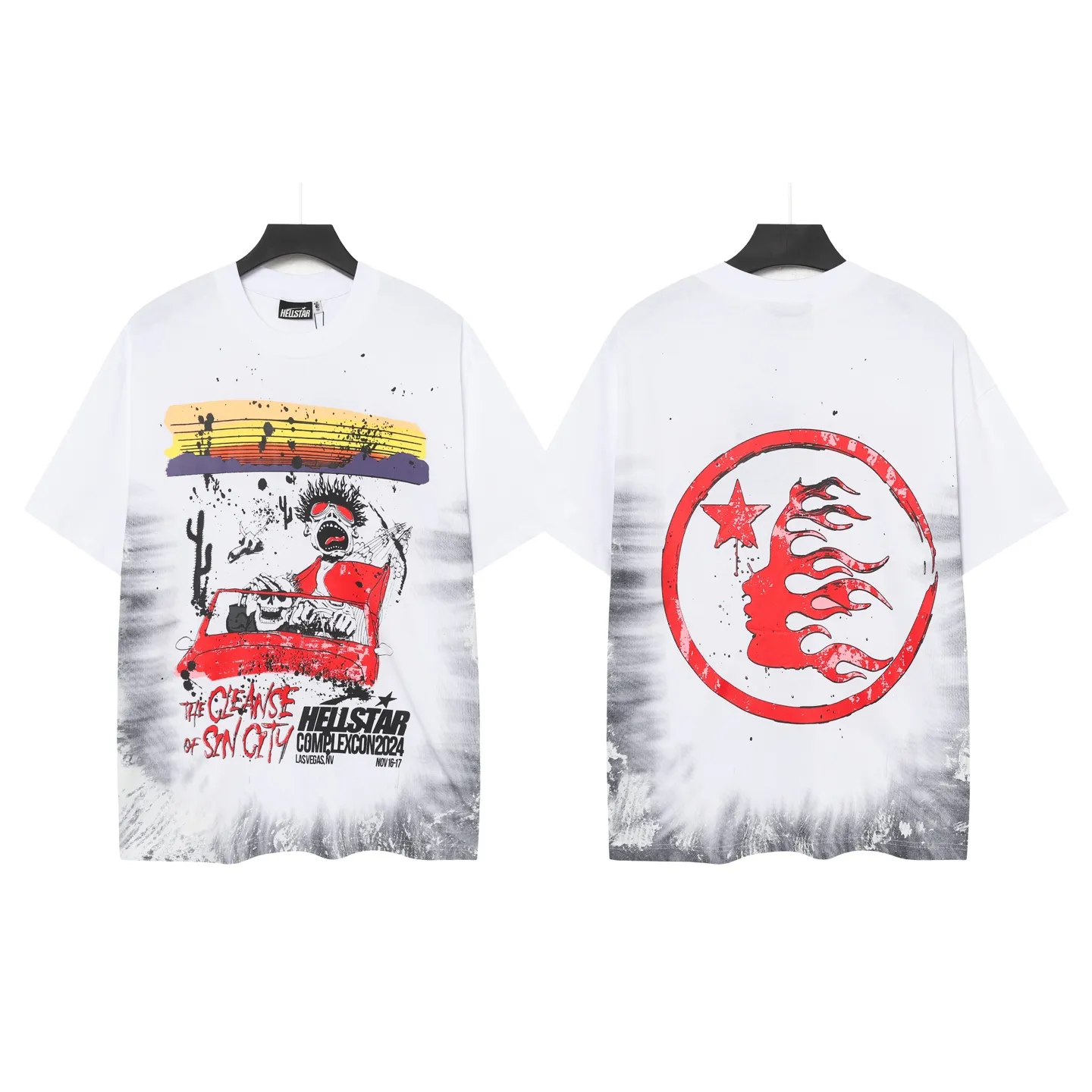 P108 Real-stock Hellstar Cross-border European and American style, street brand pure cotton T-shirt Fabric (fabric): 32 counts of 240g heavy combed double yarn pure cotton Size (size): S-M- L- X L Color (colour): White 👉 👉 👉
