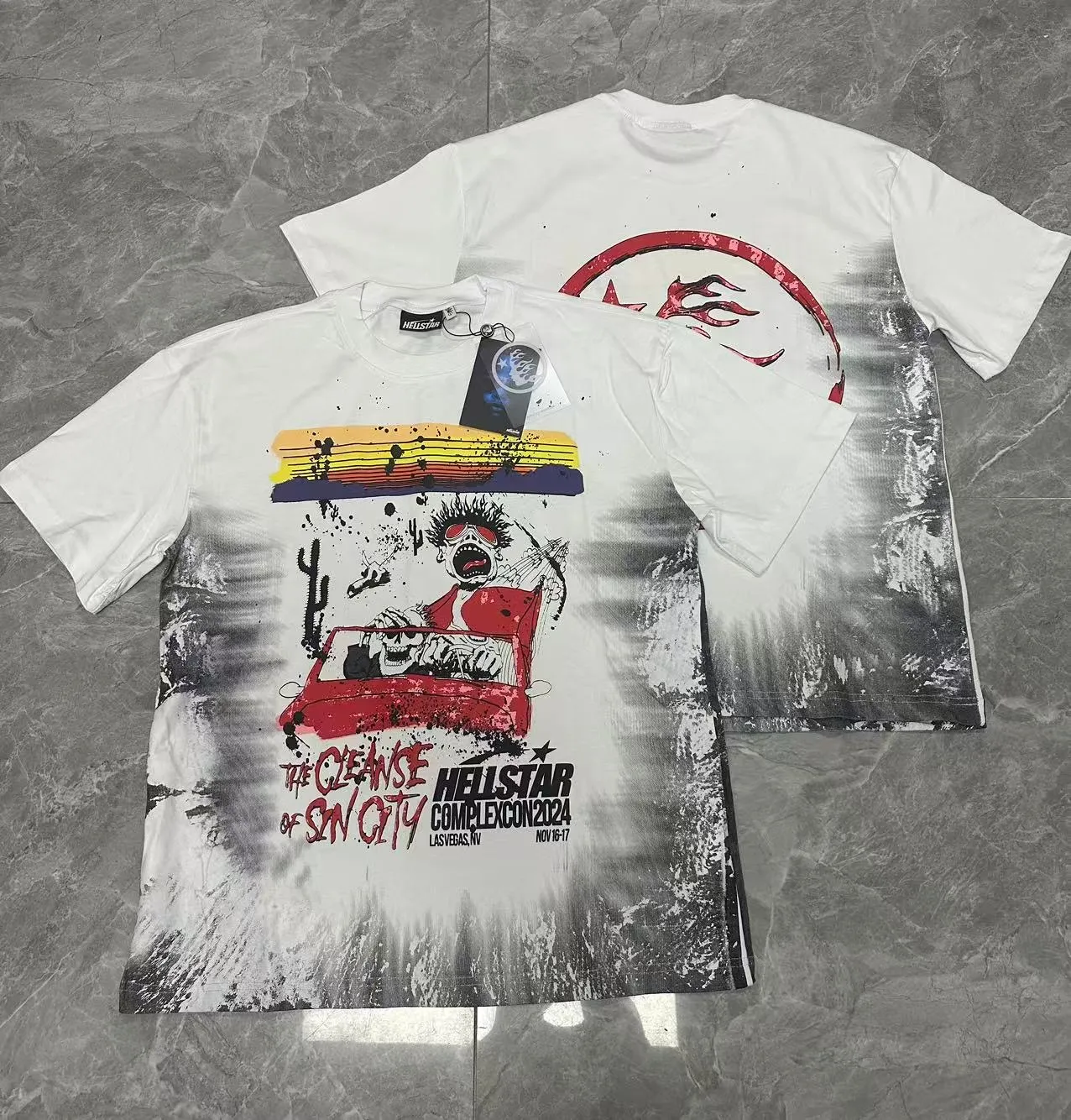 P108 Real-stock Hellstar Cross-border European and American style, street brand pure cotton T-shirt Fabric (fabric): 32 counts of 240g heavy combed double yarn pure cotton Size (size): S-M- L- X L Color (colour): White 👉 👉 👉