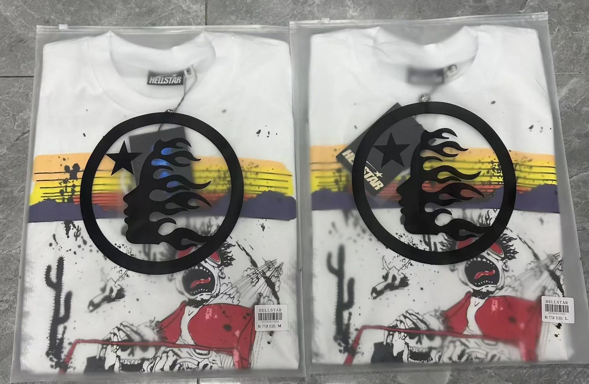 P108 Real-stock Hellstar Cross-border European and American style, street brand pure cotton T-shirt Fabric (fabric): 32 counts of 240g heavy combed double yarn pure cotton Size (size): S-M- L- X L Color (colour): White 👉 👉 👉