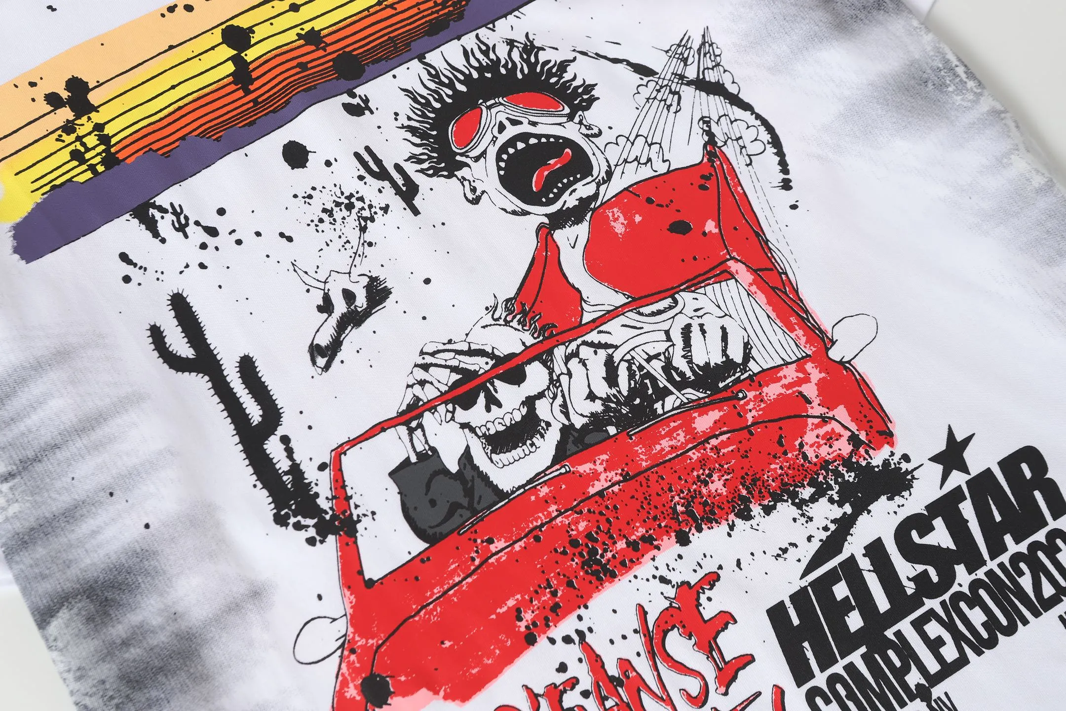 P108 Real-stock Hellstar Cross-border European and American style, street brand pure cotton T-shirt Fabric (fabric): 32 counts of 240g heavy combed double yarn pure cotton Size (size): S-M- L- X L Color (colour): White 👉 👉 👉