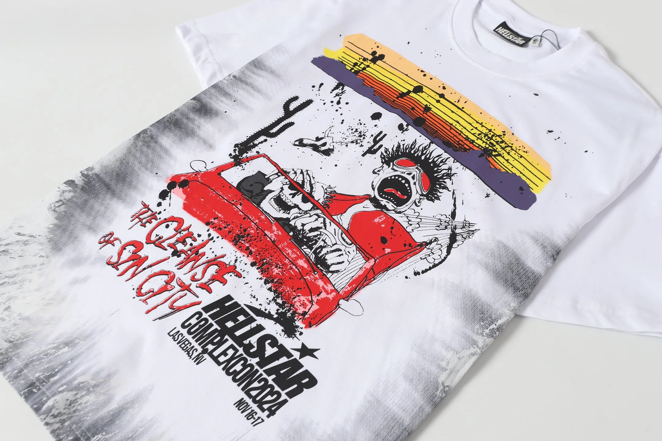 P108 Real-stock Hellstar Cross-border European and American style, street brand pure cotton T-shirt Fabric (fabric): 32 counts of 240g heavy combed double yarn pure cotton Size (size): S-M- L- X L Color (colour): White 👉 👉 👉