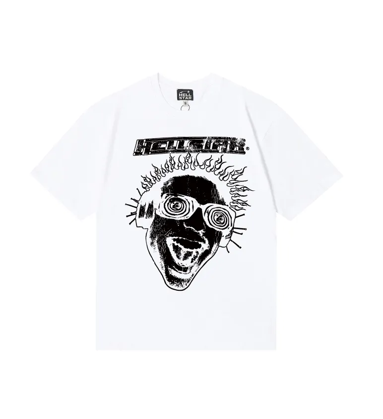 6687# P116 Hellstar American fashion high street pure cotton loose short-sleeved T-shirt Color: Black Gray White Size: S M L XL