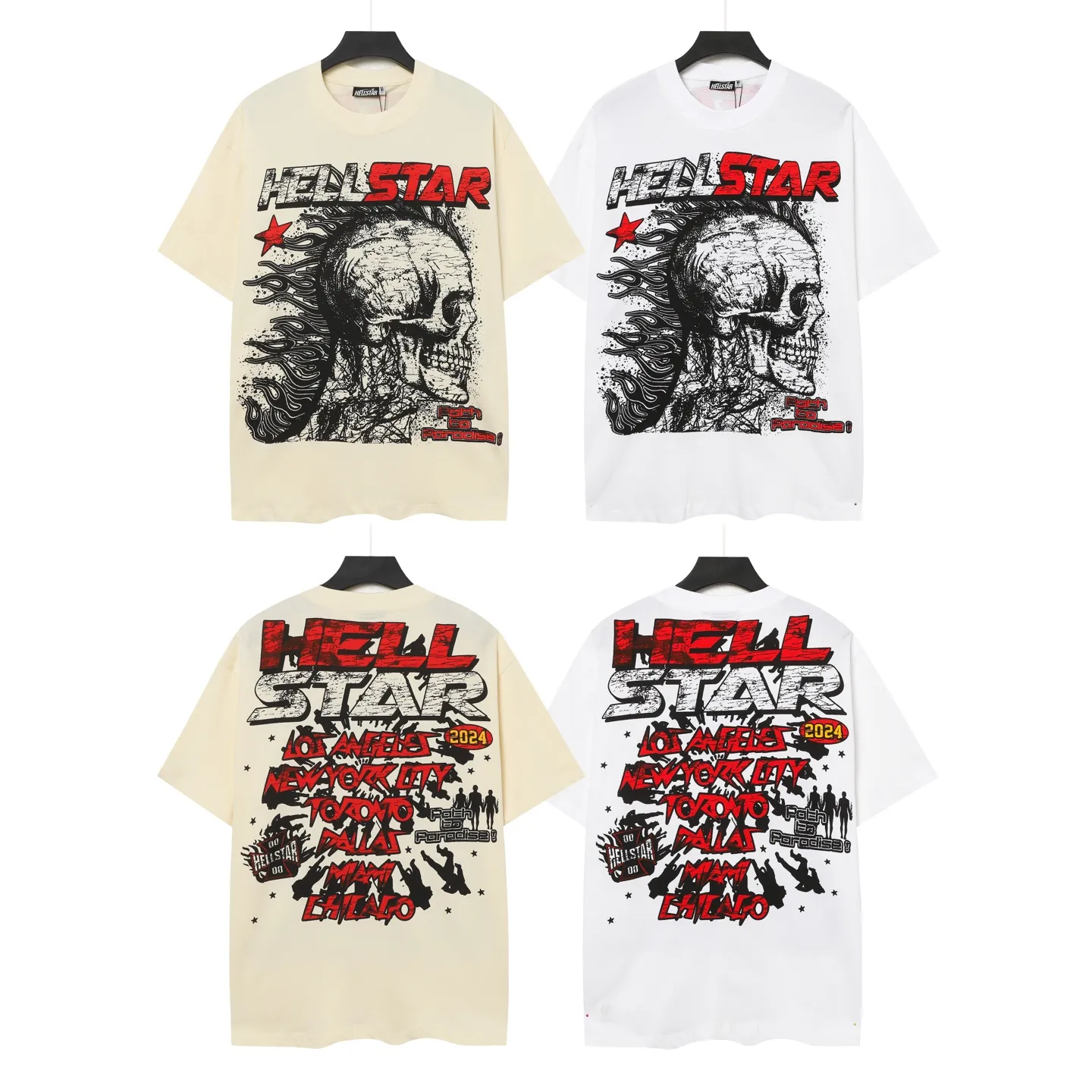 P108 Real-stock Hellstar cross-border European and American style, street fashion brand pure cotton T-shirt. Fabric: 32 counts of 240g combed double yarn pure cotton Size: S-M- L- X L Color: White: Apricot 👉 👉 👉