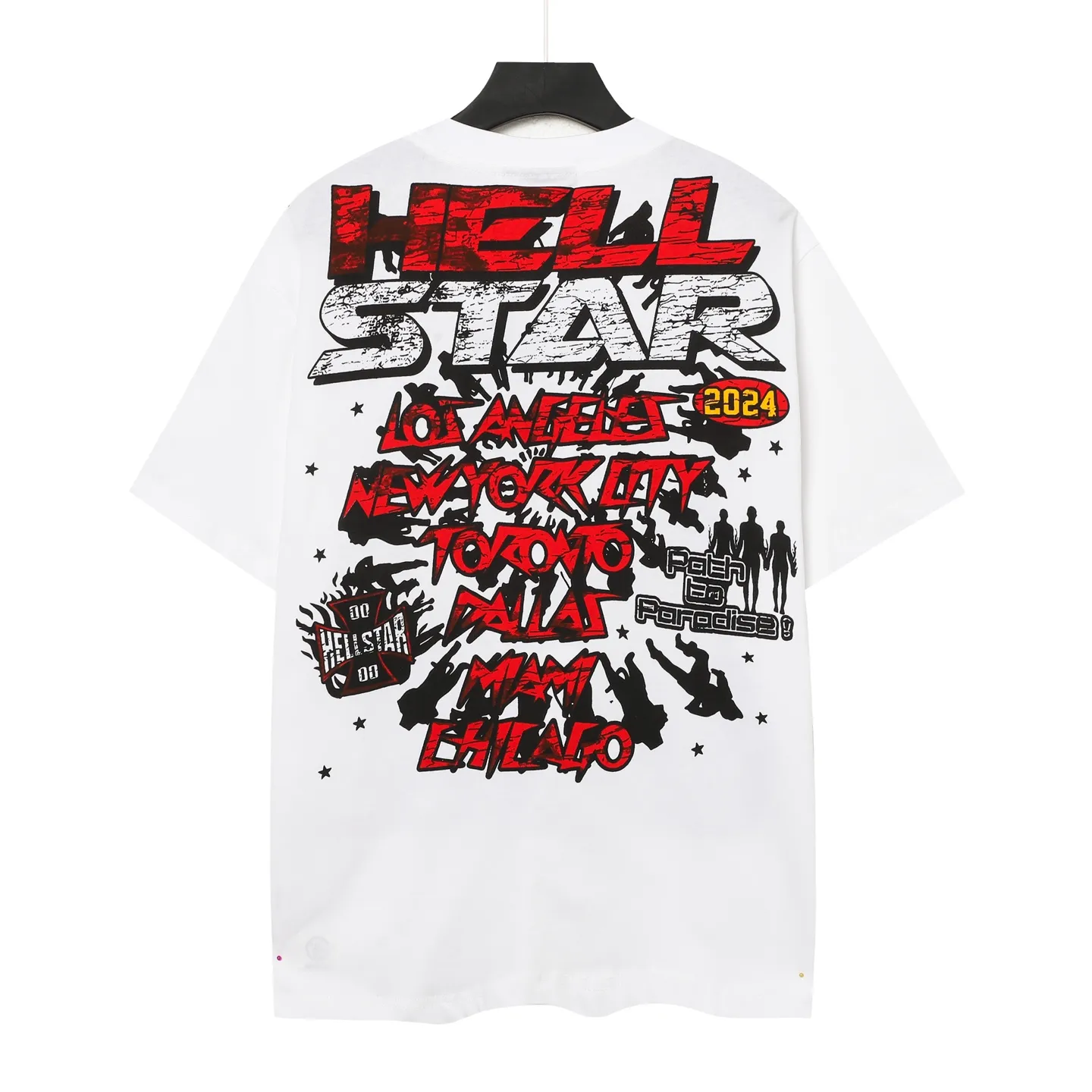 P108 Real-stock Hellstar cross-border European and American style, street fashion brand pure cotton T-shirt. Fabric: 32 counts of 240g combed double yarn pure cotton Size: S-M- L- X L Color: White: Apricot 👉 👉 👉