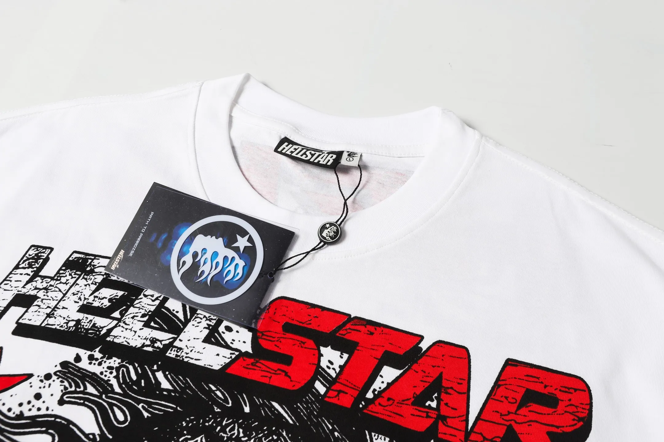 P108 Real-stock Hellstar cross-border European and American style, street fashion brand pure cotton T-shirt. Fabric: 32 counts of 240g combed double yarn pure cotton Size: S-M- L- X L Color: White: Apricot 👉 👉 👉