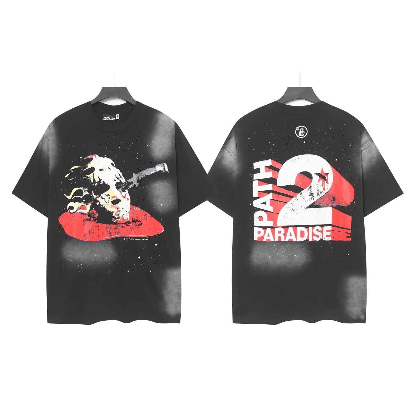 P124 Real stock Hellstar Cross-border European and American style street brand pure cotton T-shirt Fabric (fabric): 32 pieces of 250g washed combed double yarn pure cotton Size (size): S-M- L-