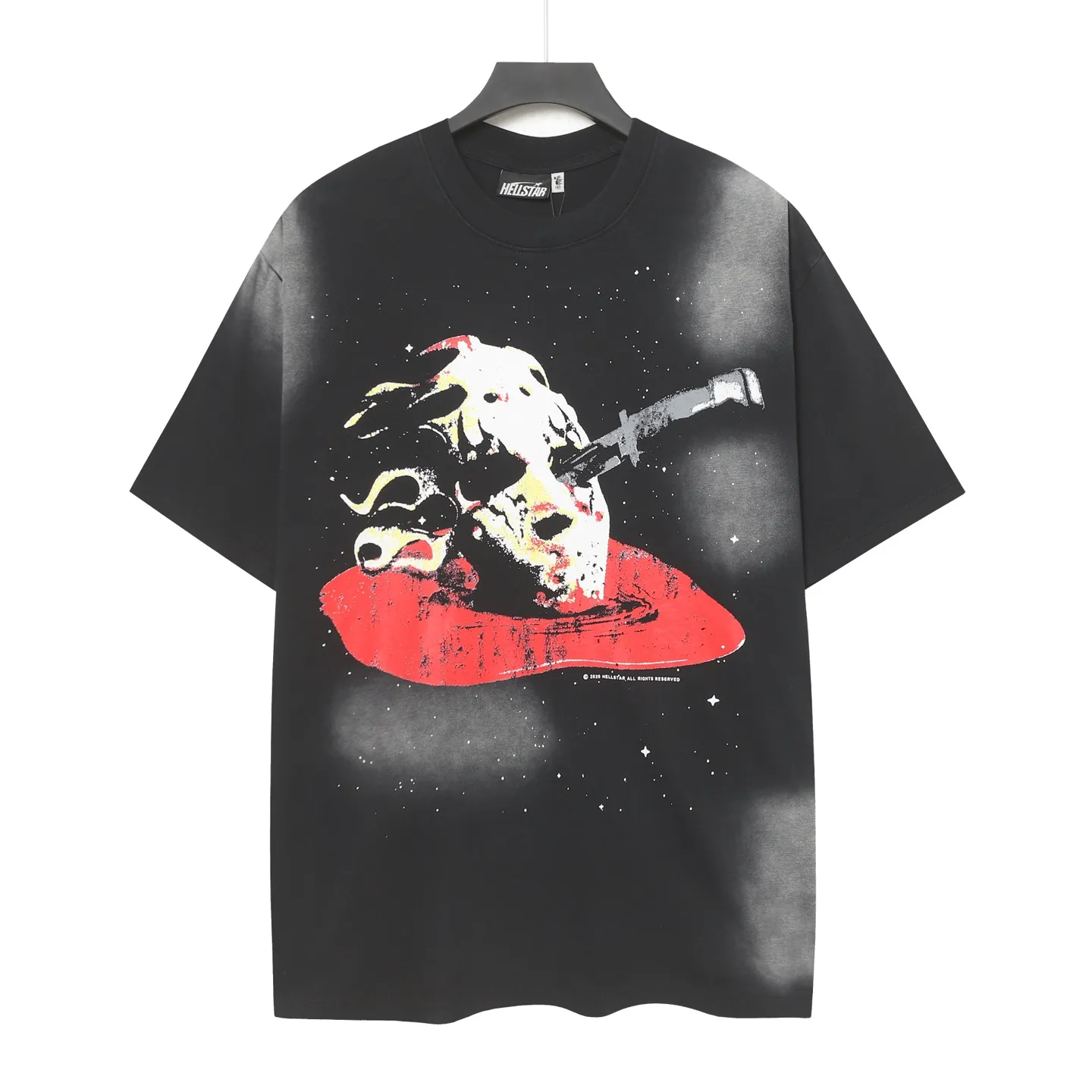 P124 Real stock Hellstar Cross-border European and American style street brand pure cotton T-shirt Fabric (fabric): 32 pieces of 250g washed combed double yarn pure cotton Size (size): S-M- L-