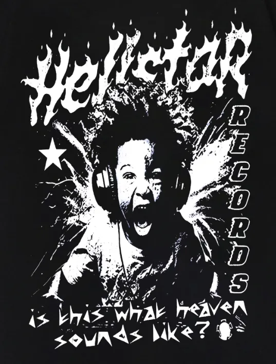 6741# P116 Hellstar American fashion high street pure cotton loose short-sleeved T-shirt Color: Black Size: S M L XL