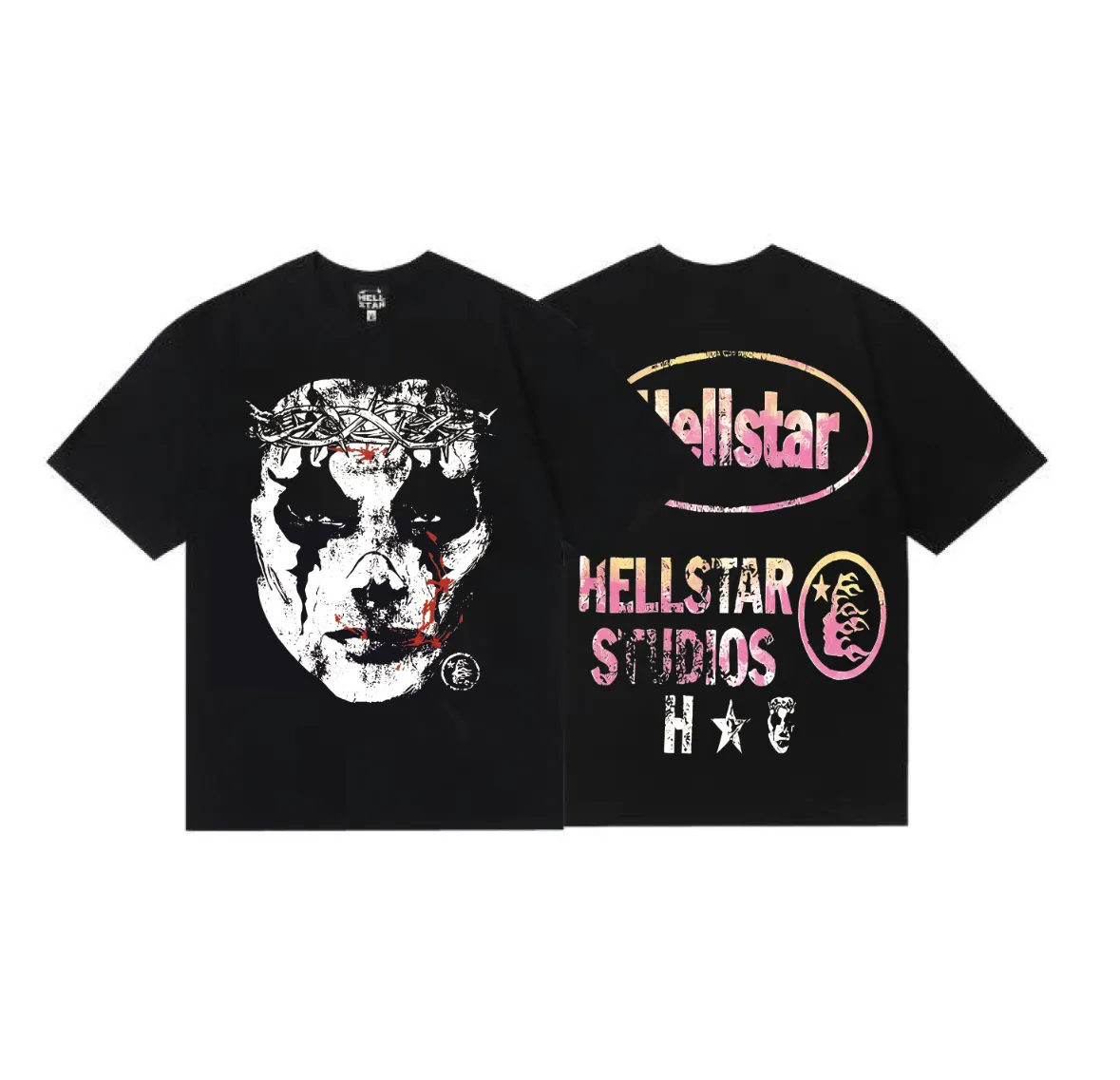 6799# P116 Hellstar American fashion high street pure cotton loose short-sleeved T-shirt Color: Black Size: S M L XL