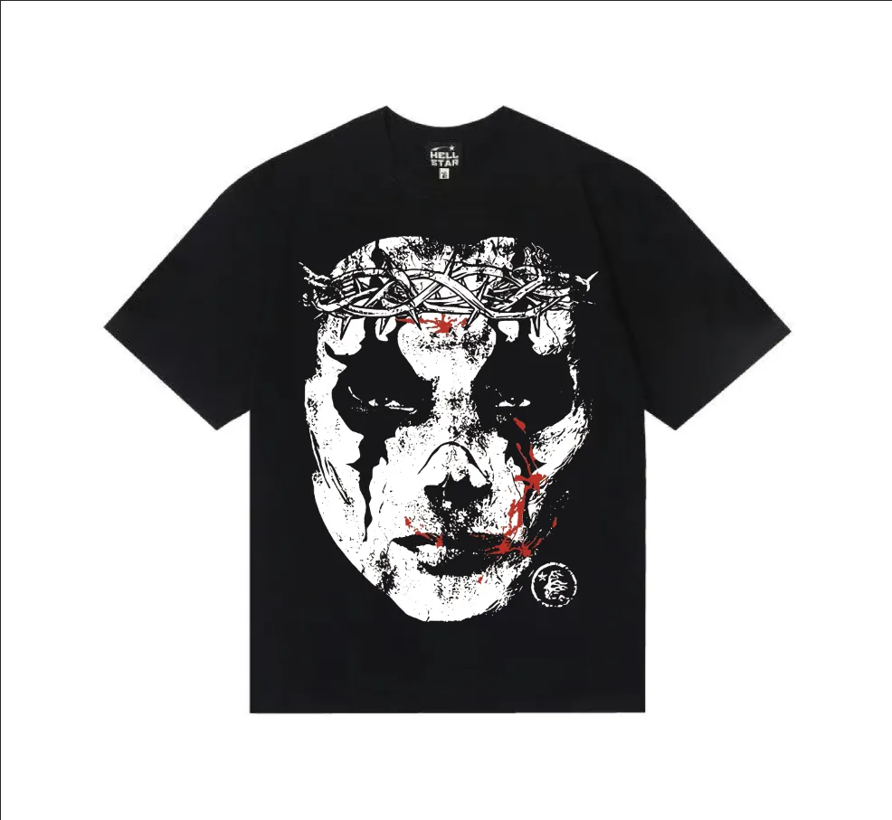 6799# P116 Hellstar American fashion high street pure cotton loose short-sleeved T-shirt Color: Black Size: S M L XL