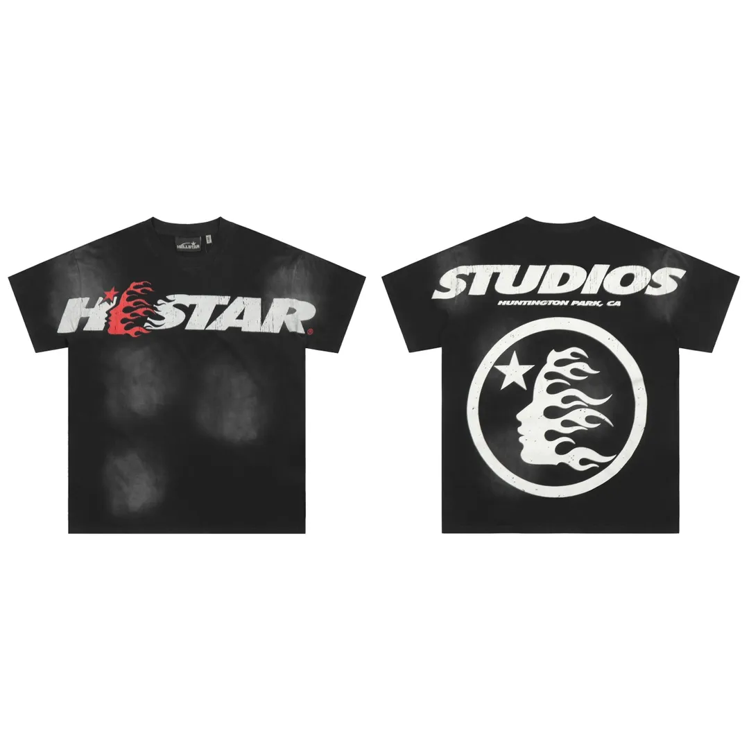 P126 HELLSTAR STUDIOS CARTOON LOGO T-SHIRT High-quality short-sleeved T-shirt, the new hot beauty trend Hellstar!  Standard beauty and trendy workmanship, original customization (fabric, pattern, printing, hang tag, main mark, etc.), exaggerated style, explosive style, dare to break through tradition, bring adventurous new fashion experience!   YoungBoy, the most popular rapper in the youth circle, has shot a lot of models for him, and celebrities such as Dababy and Swae Lee frequently get dressed!  color: black Size: S, M, L, XL