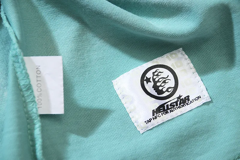 P134 6728# Washed Lake Blue Real Shot Hellstar Washed Retro Beauty Trendy Printed Short-sleeved T-shirt Fabric: 250g 32 count fine cotton double yarn pure cotton Color: Washed Lake Blue Size: S M L XL